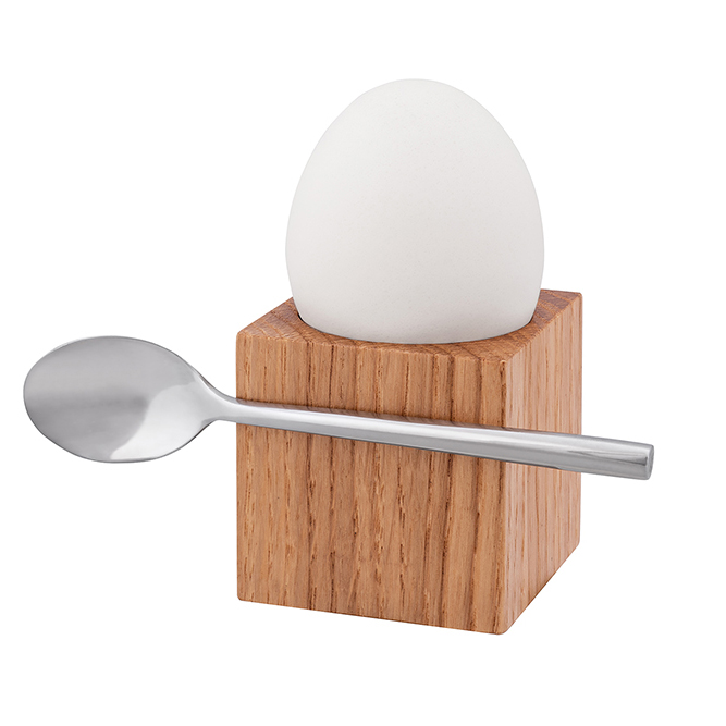 Eierbecher Egg Cube Stand aus Holz mit magnetischem Löffel