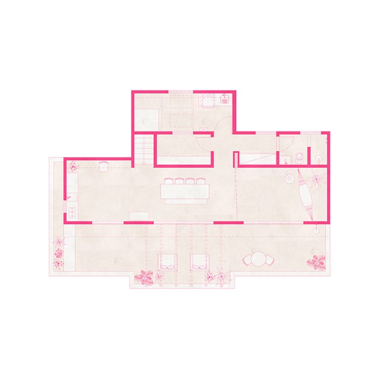 Architektonischer Plan einer Wohnung OG