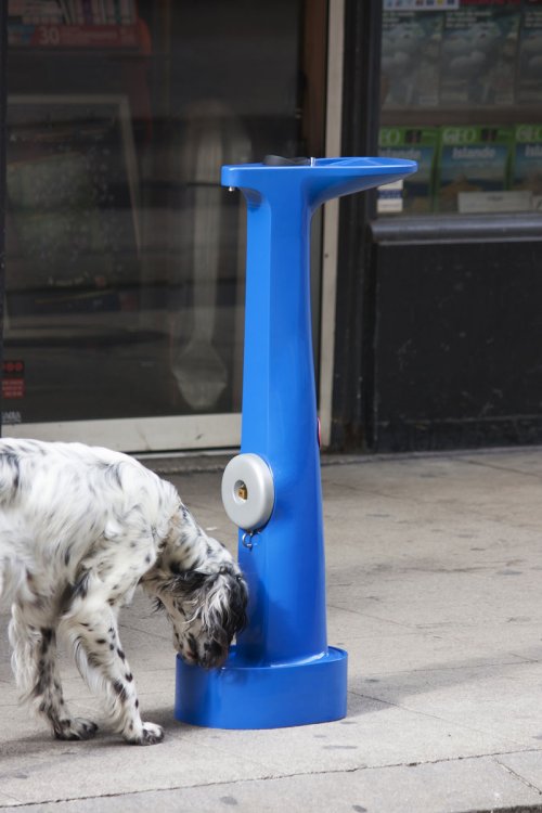 «Drinking Hydrant» von Dimitri Nassisi ist ein blauer Trinkbrunnen für den urbanen Raum.